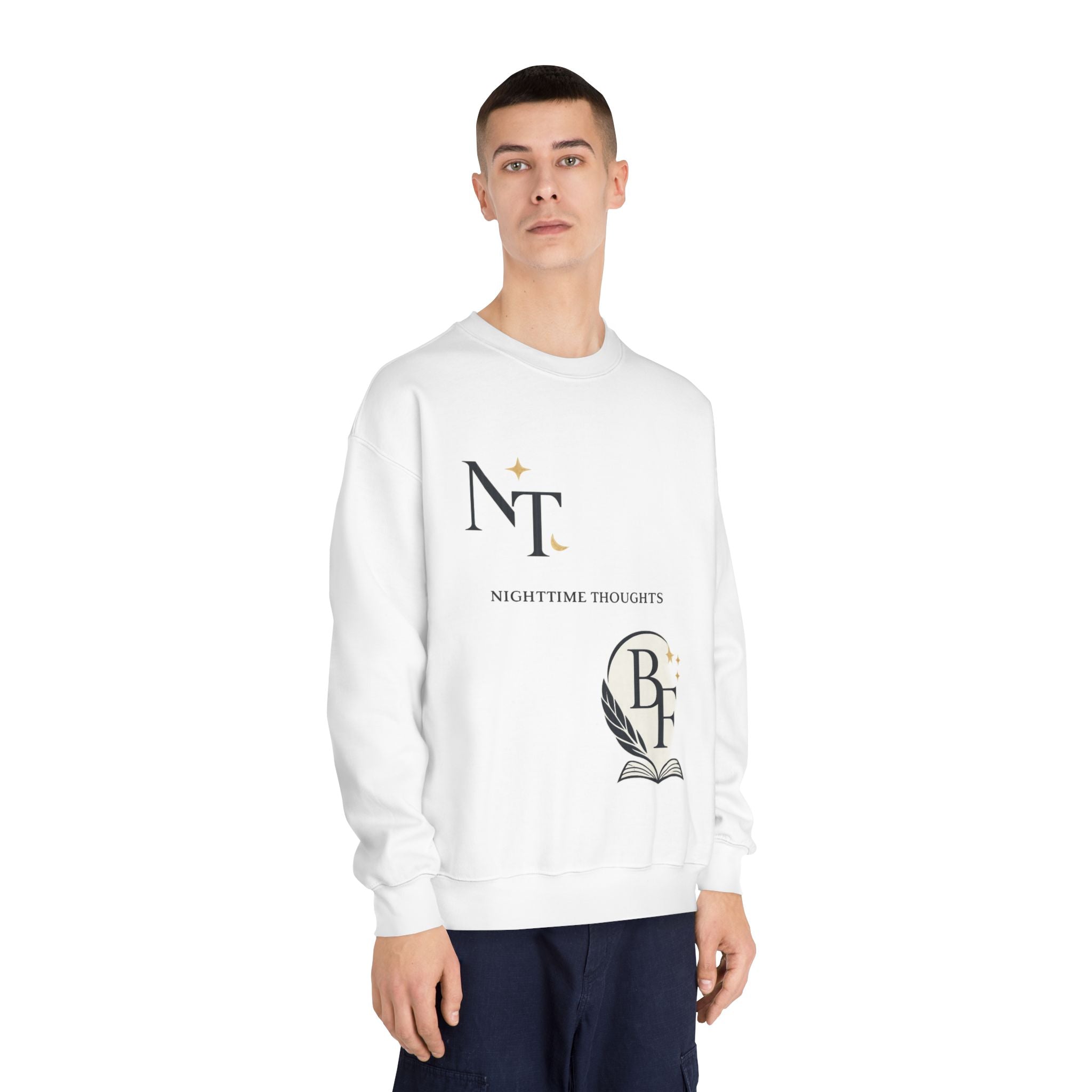 Nighttime Thoughts Crewneck Sweatshirt — Moonlit Logo Graphic