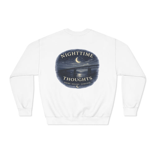 Nighttime Thoughts Crewneck Sweatshirt — Moonlit Logo Graphic